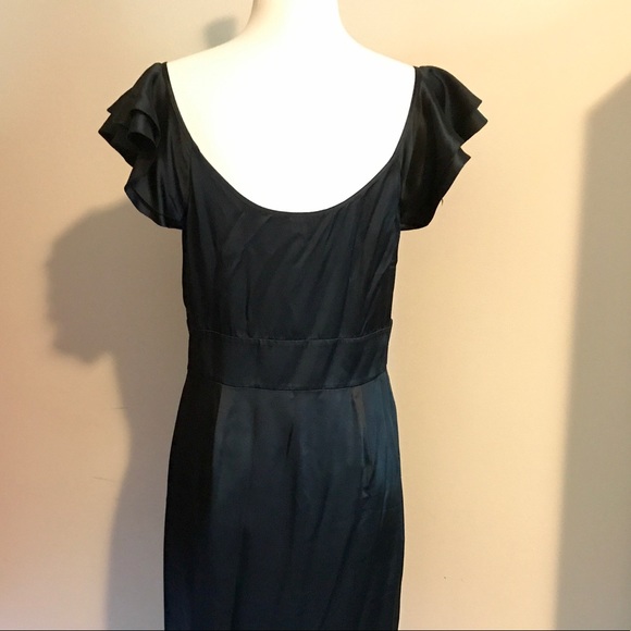 Black Silk Gianni Bini Dress with Flutter Sleeves - Picture 6 of 8